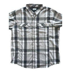 Columbia Fishing Shirt Men's XL Omni Shade Long Sleeve Gray Plaid Vented